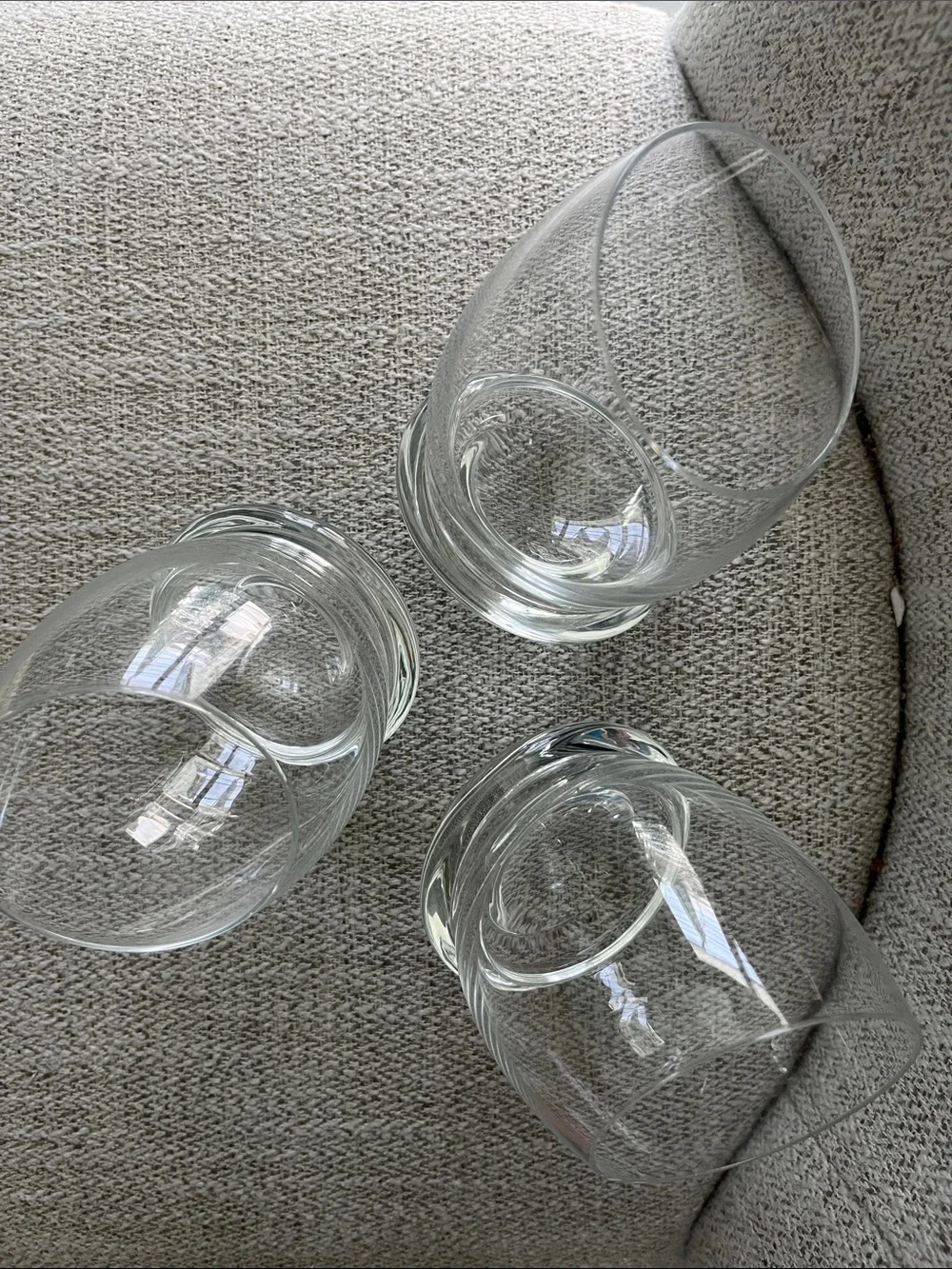 3 clear glass roly-poly rocking tumblers whiskey drinks unbranded